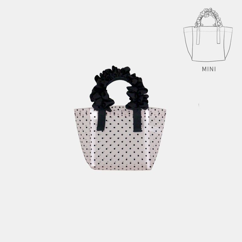 楽天MIRAGE-STYLE【一部在庫あり】fafaBAG basicシリーズ メッシュタイプ miniサイズ サクラxブラックドット MAISON DE MAI オリジナルデザイン かごバッグ フリルバッグ トートバッグ エコバッグ MODERN かわいい 可愛い おしゃれ お洒落 上品 エレガント プレゼント ギフト MIRAGE-STYLE