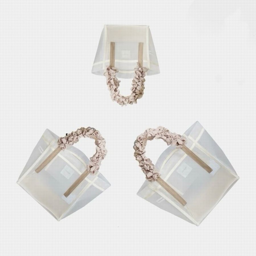 楽天MIRAGE-STYLEfafaBAG basicシリーズ メッシュタイプ ホワイトxクリーム S M L サイズ MAISON DE MAI オリジナルデザイン かごバッグ フリルバッグ トートバッグ エコバッグ MODERN かわいい 可愛い おしゃれ お洒落 上品 エレガント プレゼント ギフト MIRAGE-STYLE