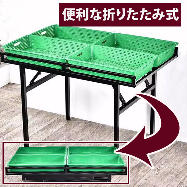 樂天商城 - 【青果店・朝市・直売所に】業務用 陳列台 平台 ワゴン 陳列棚 メッシュかご付き 折りたたみ式 ディスプレイ 棚 什器 軽量
