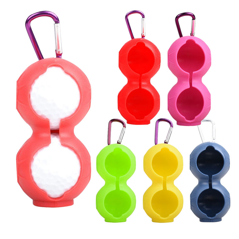 【送料無料】ゴルフボールケース 2個収納 シリコン カラビナ付き オシャレ 保護カバー コンパクト