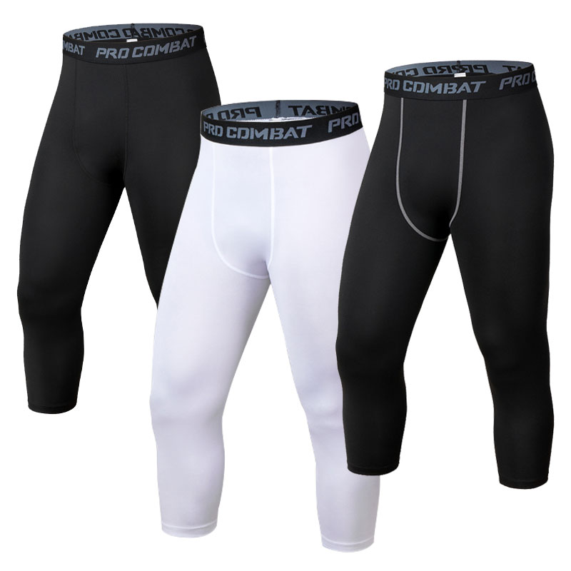 【送料無料】メンズ タイツ コンプレッション スポーツ ランニング フィットネス 自転車 高弾力 速乾 七分丈 ジム