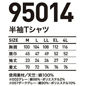 自重堂 　Mr.Jic　半袖Tシャツ 95014　作業着　作業服ポケット付き　ストレッチ素材　吸汗速乾　抗菌防臭　使用素材：天竺（綿100％　安い格安半袖Tシャツ mirai100-10000237 未来店 サンプル画像2