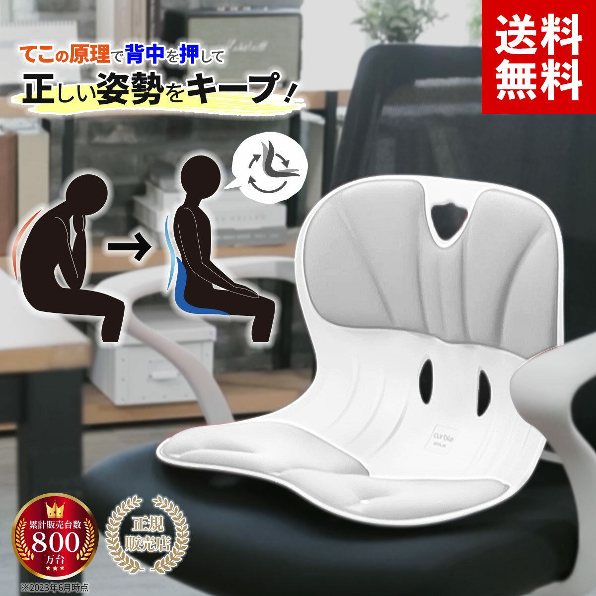 ★マラソン期間クーポン&DEALポイント還元★ 送料無料 カーブルチェア ワイド グレー 姿勢 サポートチェア 骨盤 骨盤矯正 姿勢矯正 正しい姿勢 姿勢キープ 姿勢が良くなる 背もたれ サポート 立てる 矯正 猫背 腰痛 肩こり テレワーク デスクワーク オフィス 椅子 座椅子のサムネイル