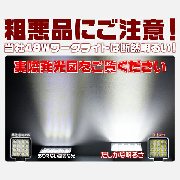 ワークライト led作業灯 12v 24v 6000lm チップ16連 ledサーチライト トラック適用 防水 IP67 PL保険 48W 角型 狭角/広角自由選択 ホワイト「2個入り」粗悪品にご注意 送料無料 1年保証