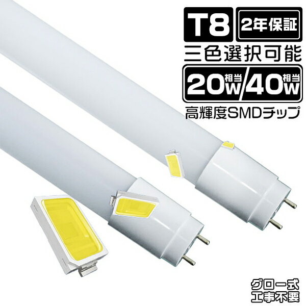 5本送料無料 led蛍光灯 20w/40w led 蛍光灯 直管 広角320度 グロー式工事不要 SMDチップ 58cm/120cm 省エネ 高輝度 電球色 昼白色 昼光色 3色選択 1本売り 2300LM 2年保証