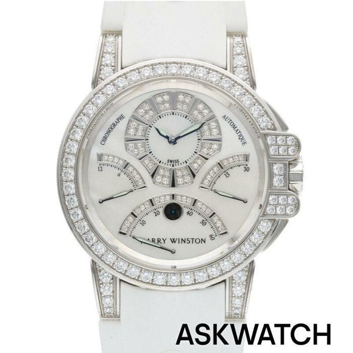 ハリーウィンストン/HARRY WINSTON　サイズ:44mm 【オーシャン トリレトロ/OCEACT44WW002】WGクロノグラフ ケースダイヤ腕時計(ホワイトゴールド×クリア/199.62g)【ASK002】【小物】【920112】【中古】bb134#askwatch*B