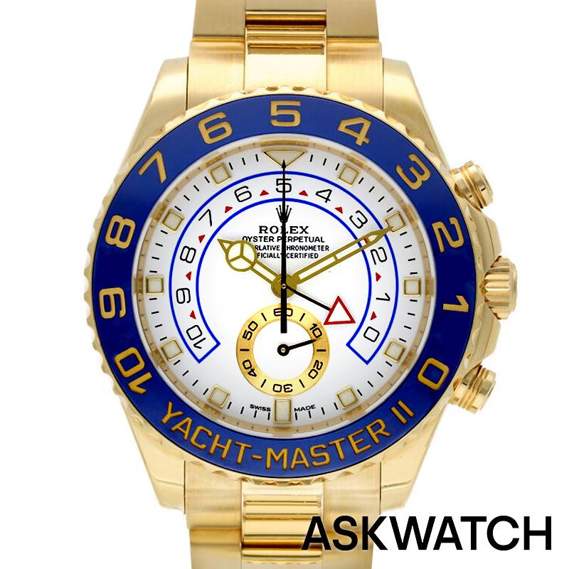 ロレックス ROLEX　サイズ:44mm 116688 ヨットマスターII K18YGランダム品白文字盤腕時計(イエローゴールド×ブルー 258.35g) 【ASK001】【小物】【011022】【中古】bb82#askwatch*B