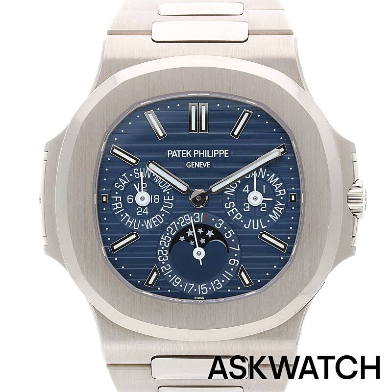 パテックフィリップ PATEKPHILIPPE　サイズ:40mm 5740 1G-001 ノーチラス WG ブルー文字盤 パーペチュアルカレンダー腕時計(ホワイトゴールド×ブルー(文字盤) 191.66g) 【ASK001】【小物】【131022】【中古】bb32#askwatch*B