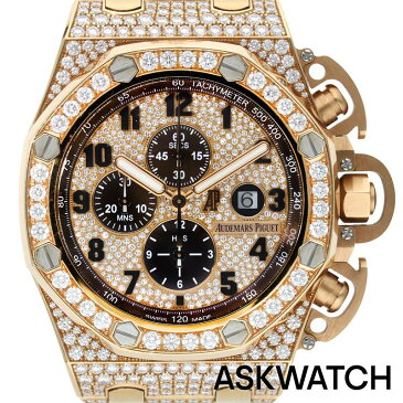 オーデマピゲ/Audemars Piguet サイズ:44mm 【26215OR.ZZ.1239OR.01/オーデマピゲオフショア】K18PGダイヤ文字盤腕時計(ピンクゴールド×クリア/440.29g)【ASK001】【小物】【824022】【中古】bb18#askwatch*A