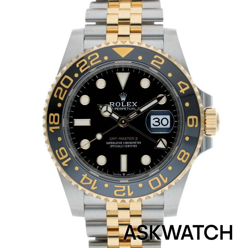 ロレックス ROLEX　サイズ:40mm 【126713GRNR GMTマスターII】SS×18KYGランダム番黒文字盤腕時計(シルバー×イエローゴールド 168.66g)【ASK002】【小物】【828032】bb18#askwatch*S