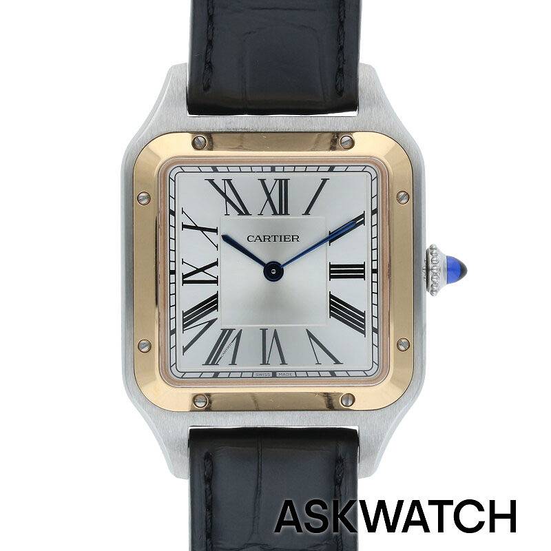 カルティエ Cartier　サイズ:LM クォーツ 18KPG スチール レザー腕時計(シルバー×ピンクゴールド 47.59g)bb87#askwatch*A