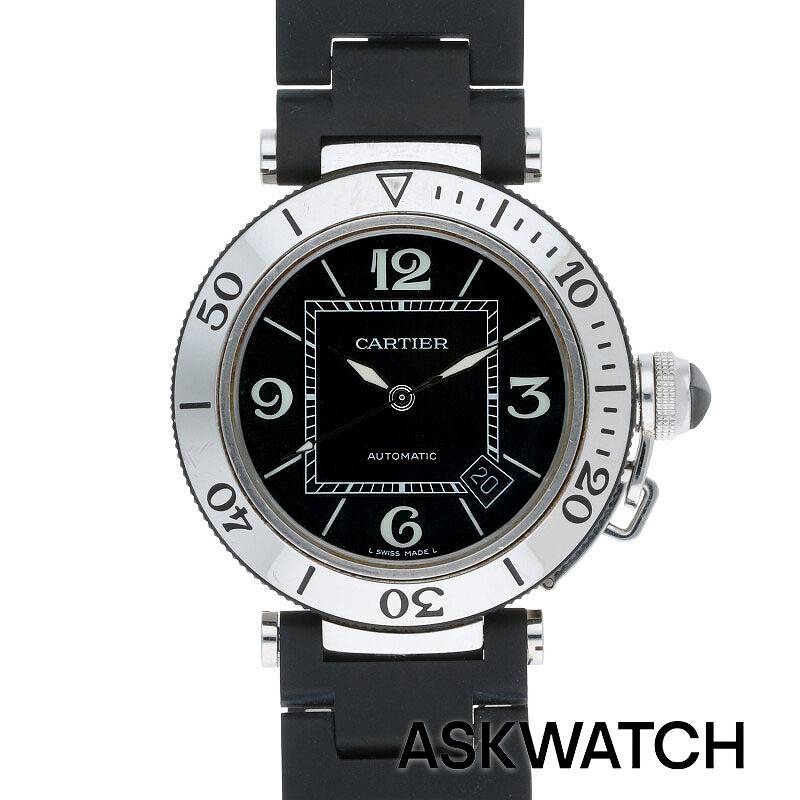 カルティエ Cartier　 SS 黒文字盤自動巻き腕時計(シルバー×ブラック 165.87g)bb187#askwatch*B