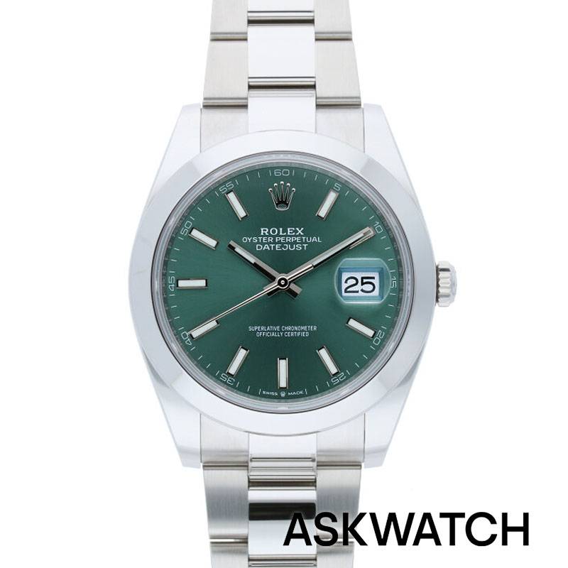 デイトジャスト 腕時計（メンズ） ロレックス ROLEX　サイズ:41mm 【126300 デイトジャスト41】SSランダム品番ミントグリーン文字盤腕時計(シルバー×グリーン 134.22g)【ASK002】【小物】【624042】bb164#askwatch*S