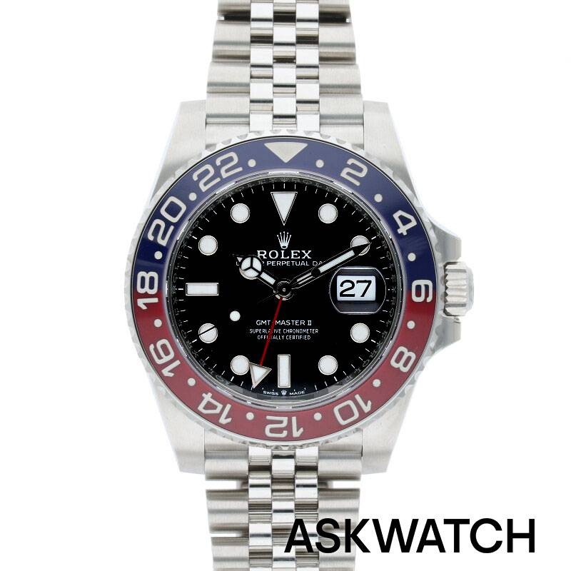 ロレックス ROLEX サイズ:40mm 【126710BLRO GMTマスターII】SSランダム番ブラック文字盤腕時計(シルバー×ブラック×ブルー×レッド 142.23g)【ASK002】【小物】【015042】bb357 askwatch S