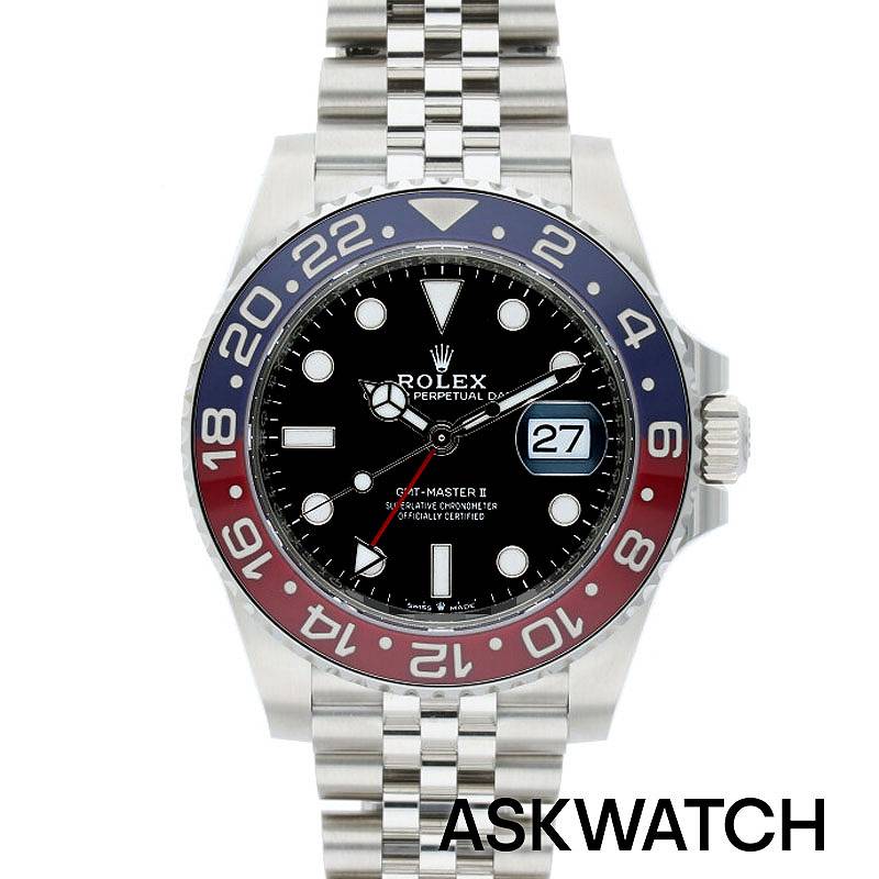 GMTマスター 腕時計（メンズ） ロレックス ROLEX　サイズ:40mm 【126710BLRO GMTマスターII】SSランダム番ブラック文字盤腕時計(シルバー×ブラック×ブルー×レッド 142.24g)【ASK002】【小物】【925042】bb357#askwatch*S