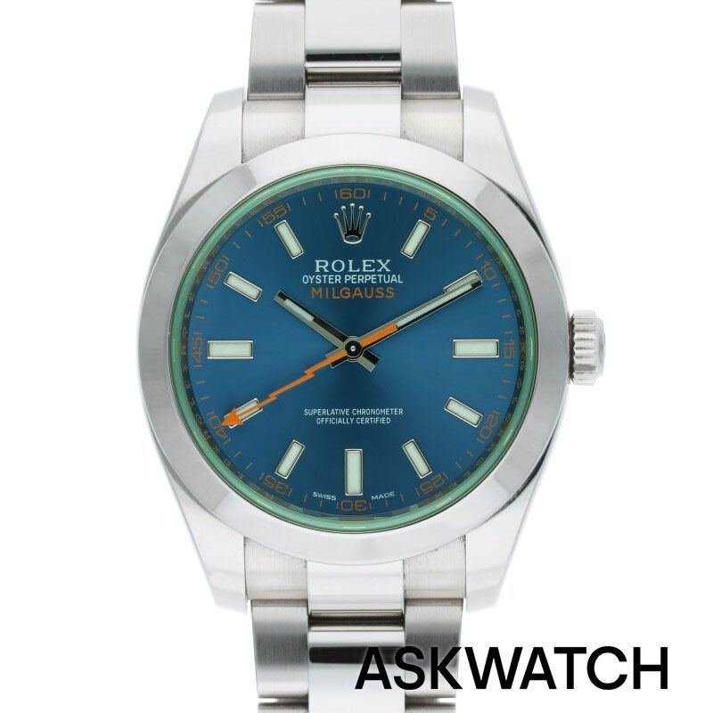 ロレックス ROLEX サイズ:40mm 【116400GV ミルガウス】SSランダム品番Zブルー文字盤腕時計(シルバー×ブルー 150.01g)【ASK002】【小物】【629042】【中古】bb169#askwatch*B