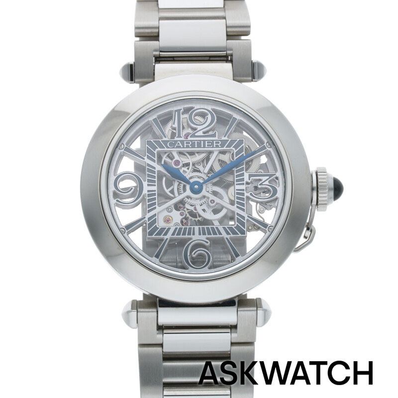カルティエ Cartier WHPA0007 パシャ ドゥ カルティエSSスケルトン文字盤腕時計(シルバー×クリア 125.32g)【ASK002】【小物】【205052】【中古】bb357#askwatch*B