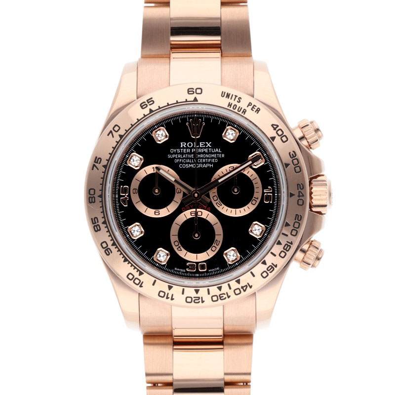ロレックス ROLEX　116505G コスモグラフデイトナPGランダム品番ブラックダイヤ文字盤腕時計(ピンクゴールド×ブラック×ダイヤ 214.42g)【ASK002】【小物】【211152】【中古】bb164#askwatch*B
