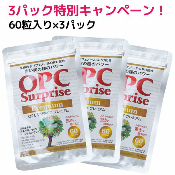 ポリフェノール サプリ サプリメント OPCサプライズプレミアム 2パックで3パック 送料代込 （60粒入り/3パック）【メール便選択で送料無料】