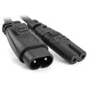 Cablecc IEC 60320C8プラグからC7レセプタクルオス-メス延長電源メインアダプターケーブル30cm(2)