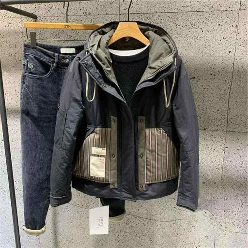 トップス メンズ 屋外 アウトドア 秋冬 厚手 コットンジャケット ファッション ジッパー スプライシング フード付き パーカー コットンジャケット トップス メンズ 屋外 アウトドア 秋冬 厚手 コットンジャケット ファッション ジッパー スプライシング フード付き パーカー コットンジャケット