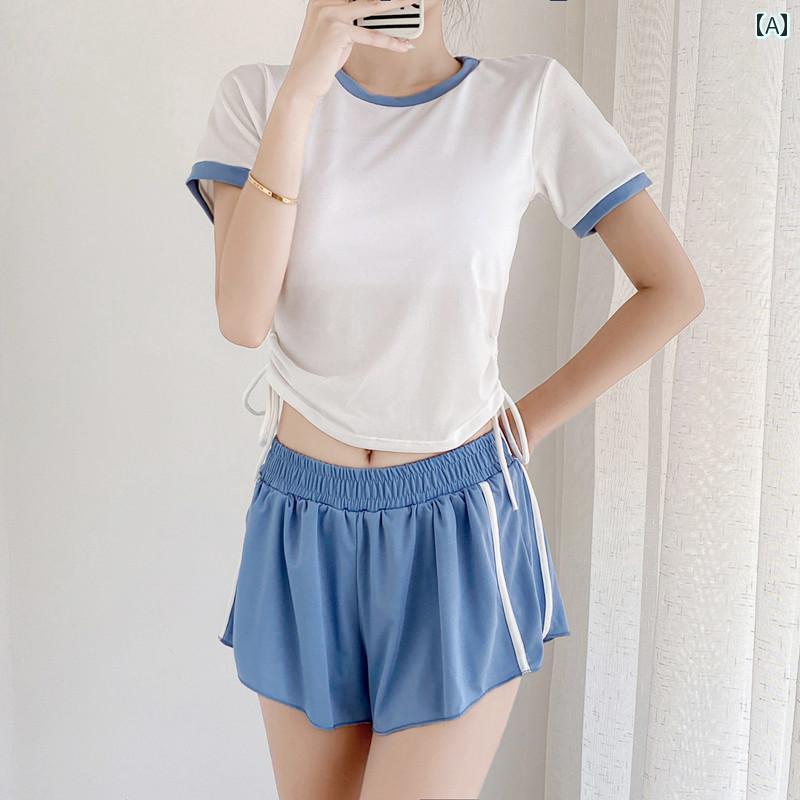 レディース 夏 水着 おしゃれ かわいい ビーチ リゾート プール 学生 カレッジ 大人女性 セパレート ボクサー ツーピース セット 女の子 保守的 お腹 カバー スリム 見せ 韓国