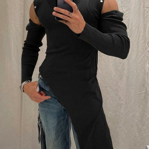 秋 ハーフハイネック 長袖 Tシャツ セクシー オフショルダー スリム レイヤリングシャツ メンズ おしゃれ レジャー 休日 スポーティ ギフト ユニーク トップス 秋 ハーフハイネック 長袖 Tシャツ セクシー オフショルダー スリム レイヤリングシャツ メンズ おしゃれ レジャー 休日 スポーティ ギフト ユニーク トップス