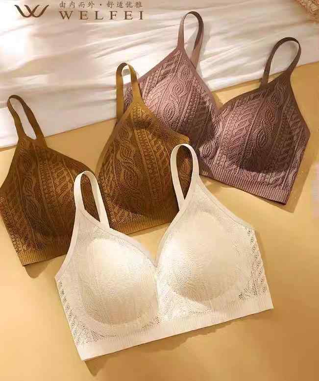 ブラジャー レース メッシュ レディース 下着 たるみ防止 ノンワイヤー 快適 通気性 固定 シック サポート バストアップ ファッション おしゃれ(4)