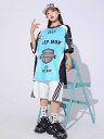 子供服 ストリート ファッション メンズ レディース兼 キッズ オーバーサイズ スポーティー アクティブ ダンサー カジュアル ラインパンツ ズボン 半袖 トッ...