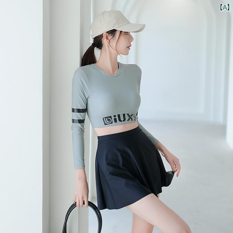 レディース 夏 スポーツ 水着 フィットネス トレーニング 学生 カレッジ 大人 女性 ビーチ セパレート スカート スタイル 保守的 お腹 カバー スリム 見せ 韓国 小さい フレッシュ 温泉 旅行 リゾート レジャー