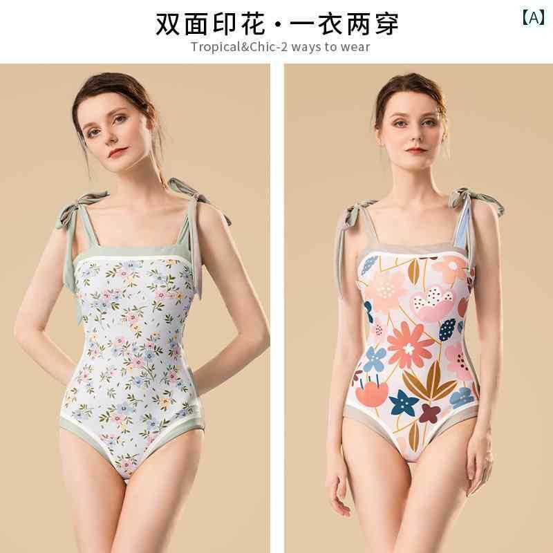 レディース 夏 水着 おしゃれ ビーチ プール 海水浴 リゾート レジャー 女性用 ワンピース フランス アメリカ レトロ 両面 プリント 魅惑的 お腹 カバー 海辺 温泉 旅行 休暇