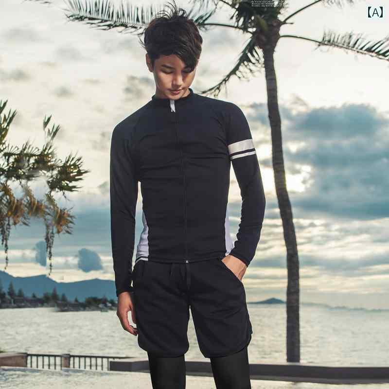 メンズ レディース パンツ ウェットスーツ スポーツ 水着 カップル ビーチ リンクコーデ サマーレジャー マリンスポーツ ジッパー スプリット 長袖長 日焼け防止 ラッシュガード シュノーケリング スーツ