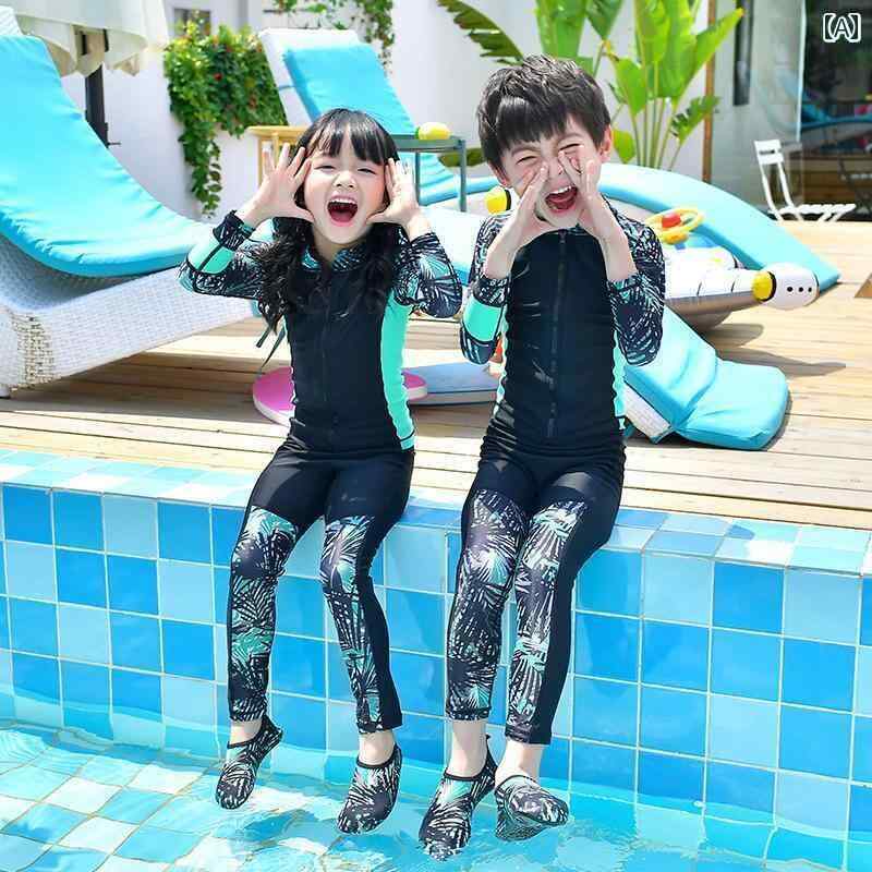 ウェットスーツ スポーツ 水着 子供用 日焼け防止 長袖 スプリット 男の子 女の子用 キッズ ラッシュガード ビーチ マリンスポーツ サマーレジャー