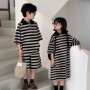 キッズ 子供服 メンズ レディース お揃い ペアルック リンクコーデ セットアップ 夏 韓国 兄妹 姉弟 ポロシャツ ボーダー 半袖 2点セット おしゃれ ホー...