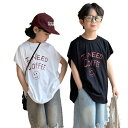 キッズ 子供服 メンズ レディース ボーダレス Tシャツ 兄弟 姉弟 リンクコーデ お揃い ペアルック 夏 韓国 ストリート フェス 観戦 スマイリーフェイス ...