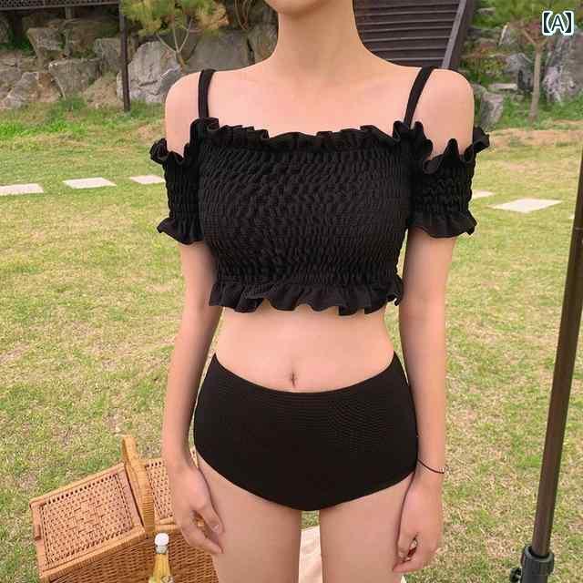 レディース 夏 ビキニ かわいい 水着 ガーリー ビーチ プール おしゃれ リゾート 旅行 サマー レジャー 海水浴 大人 学生 女性用 韓国 新入生 セパレート 無地 スリム 見せ お腹 カバー