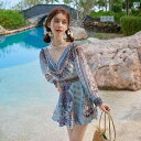 レディース 夏 水着 かわいい リゾート プール ビーチ おしゃれ ボクサー 日焼け防止 長袖 女性用 高級感 お腹 カバー 着痩せ ワンピース 温泉 旅行(4)