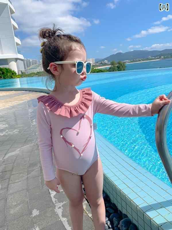 夏 水着 キッズ リゾート プール ビーチ 水泳 水遊び 子供用 スイムウェア ラッシュガード 女の子 ワンピース 長袖 日焼け防止 プリンセス 温泉 韓国