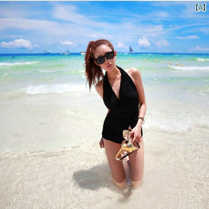 レディース 夏 水着 おしゃれ リゾート ビーチ プール 海水浴 背中 開いた 魅惑的 女性用 ワンピース お腹 カバー スリム 見せ 保守的 温泉
