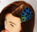 ヘアピン アクセサリー エスニック おしゃれ ファッション ボヘミアン 孔雀の羽 豪華感 サイドクリップ エレガント オリエンタル プレゼント フェザー ピーコ...