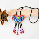 ネックレス ペンダント アクセサリー おしゃれ ファッション エスニック ロング レトロ レディース 刺繍 ビーズ フラワーモチーフ プレゼント ボヘミアン