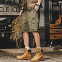 ハーフパンツ メンズ アウトドア ヘビー カーゴ ショーツ 夏 アメリカン レトロ コットン カジュアル ミドル パンツ アウター 5分丈パンツ ワークショーツ(4)