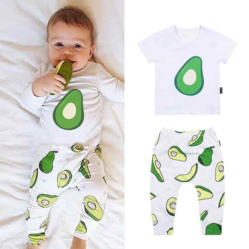 ベビー 赤ちゃん 幼児 女の子 男の子 Tシャツ パンツ アボカドイラスト プリント 夏 半袖 コットン
