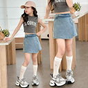 女の子 夏 ショート パンツ スカート スタイリッシュ 子供 スポーツ レジャー ジーンズ デニム キュロット