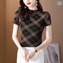 レディース 夏 カジュアル T シャツ 半袖 マザーズ 婦人服 おしゃれ 普段使い 女性 t メッシュ ストレッチシャツ ハーフ タートルネック レイヤリング ...