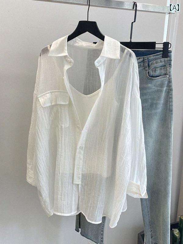 レディース 夏 服 サマーウェア 薄手 コットンリネン シャツ ジャケット 長袖 カーディガン リネン 日焼け防止