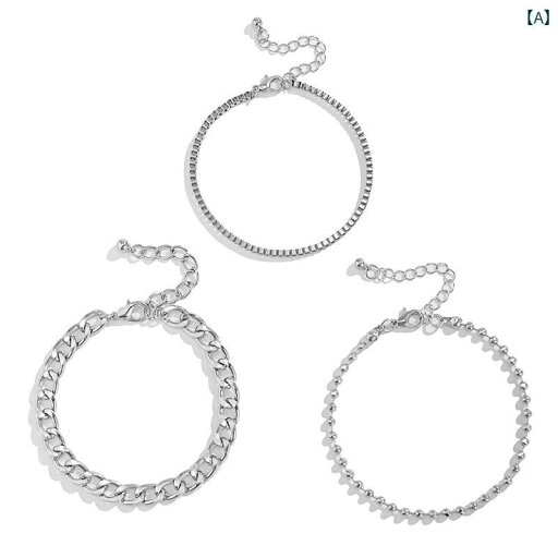 レディース アクセサリー かわいい メンズ 3点セット チェーン ボックス チェーン ブレスレット セット アメリカ 夏 シンプル クール ストリート デート ジュエリー レディース アクセサリー かわいい メンズ 3点セット チェーン ボックス チェーン ブレスレット セット アメリカ 夏 シンプル クール ストリート デート ジュエリー