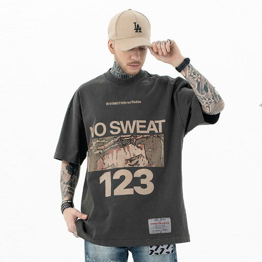 Tシャツ 半袖 夏 ゆったり アメリカン ストリート スケーター メンズ カジュアル シャツ おしゃれ 123 プリント オーバーサイズ ウォッシュ加工 ダメージ加工 Tシャツ 半袖 夏 ゆったり アメリカン ストリート スケーター メンズ カジュアル シャツ おしゃれ 123 プリント オーバーサイズ ウォッシュ加工 ダメージ加工