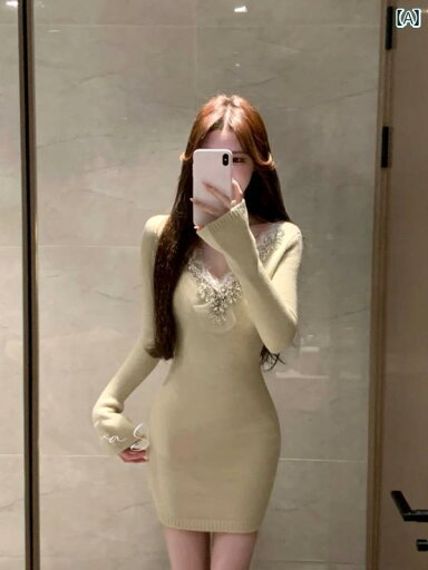 レディース ワンピース 女性 魅惑的 スプライシング 長袖 ニット ドレス 冬 インナー ショート スカート レディース ワンピース 女性 魅惑的 スプライシング 長袖 ニット ドレス 冬 インナー ショート スカート