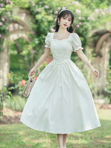 レディース 婦人服 ワンピース ドレス レトロ フリル シフォン 夏 レース スクエアネック パフスリーブ フレンチ フェアリー レディース 婦人服 ワンピース ドレス レトロ フリル シフォン 夏 レース スクエアネック パフスリーブ フレンチ フェアリー